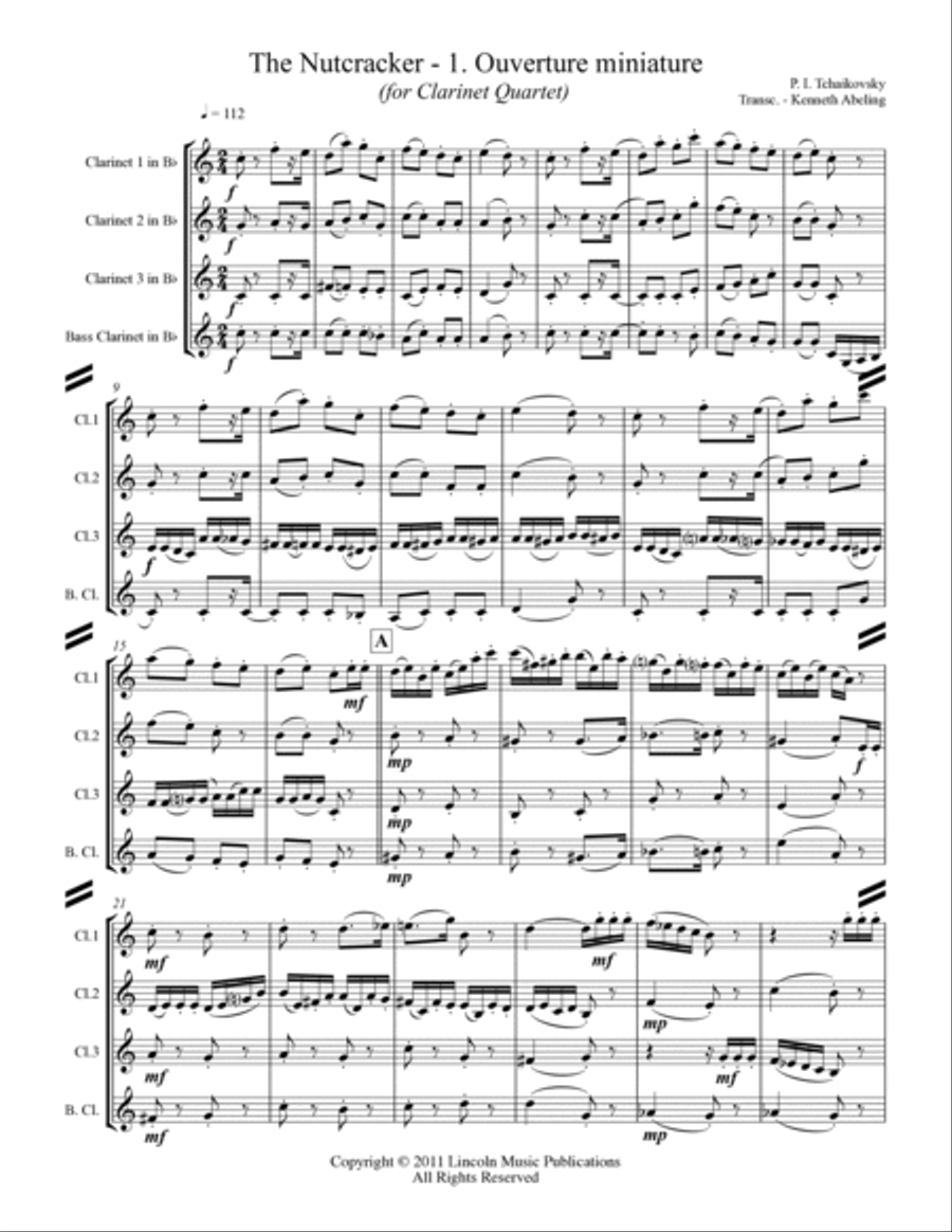The Nutcracker Suite COMPLETE (for Clarinet Quartet) Clarinet Quartet scores gallery preview page 2