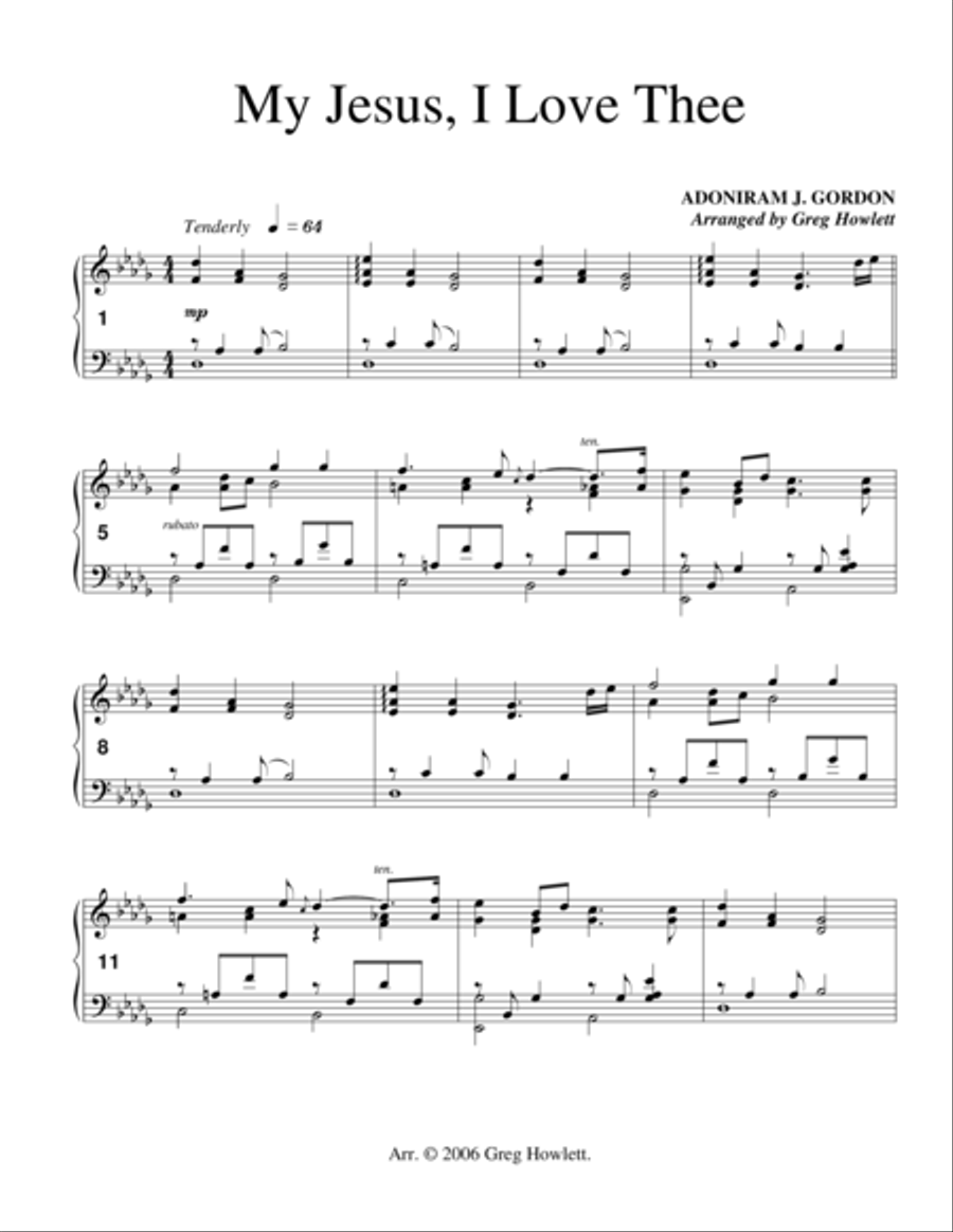 My Jesus I Love Thee My Jesus I Love Thee Piano Solo scores gallery preview page 1