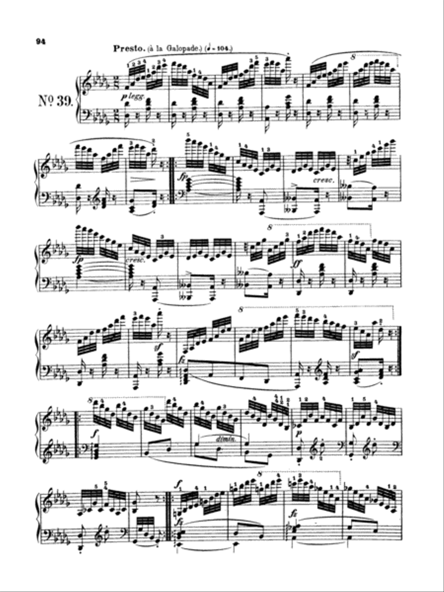 Czerny: School of Velocity, Op. 299 No. 39 Piano Solo scores gallery preview page 1