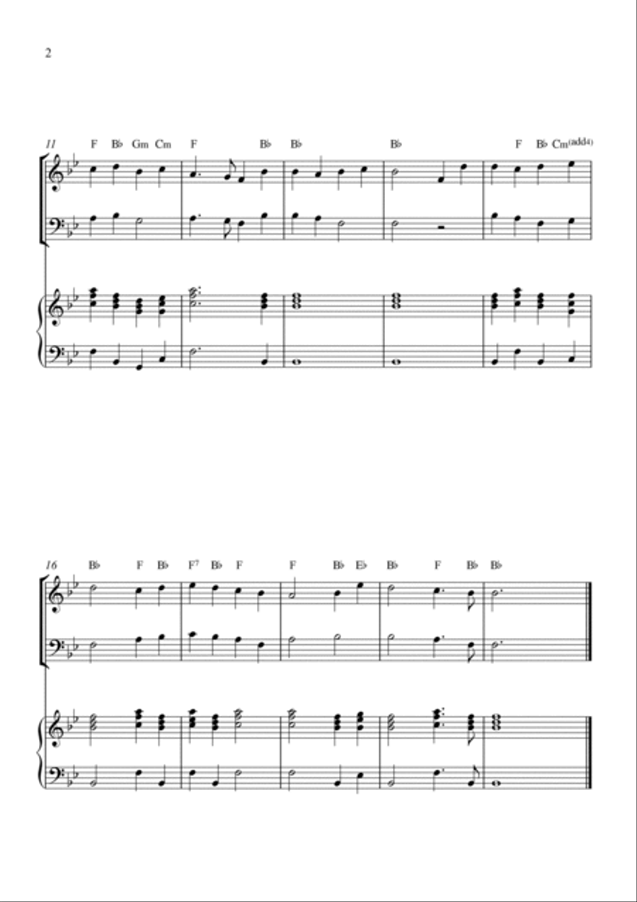 O Come, All Ye Faithful - Violin and cello with piano and chords Piano Trio scores gallery preview page 2