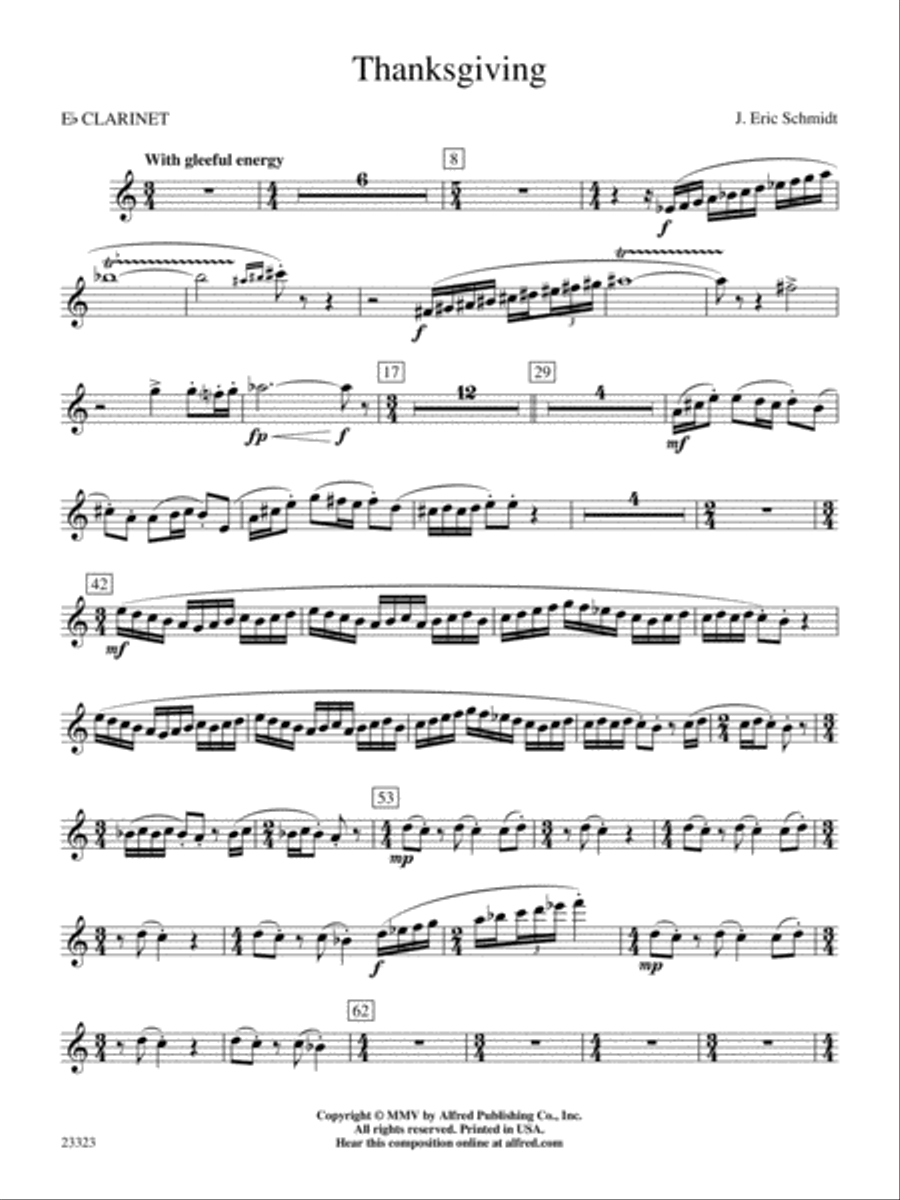 Thanksgiving: Solo Clarinet Concert Band scores gallery preview page 1