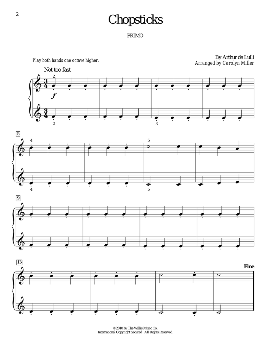 Chopsticks Piano Duet scores gallery preview page 2