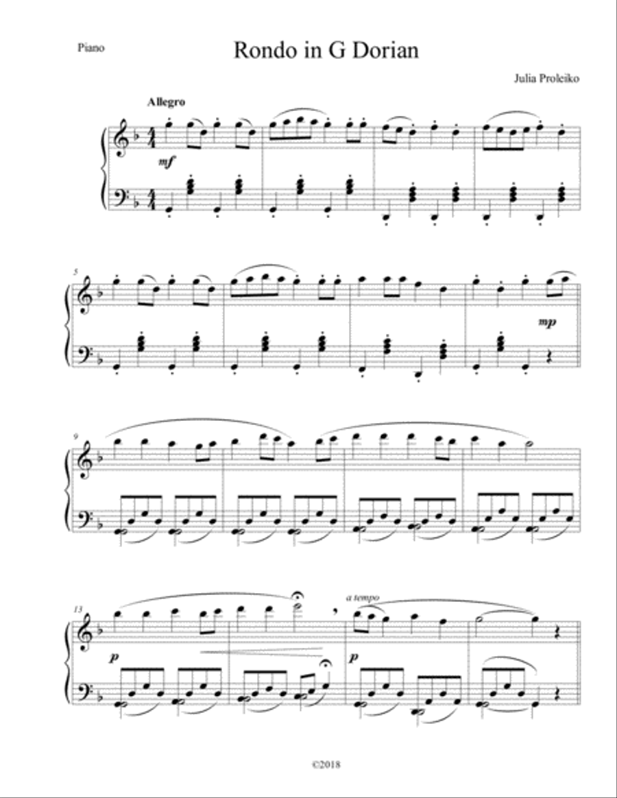 Rondo in G Dorian Piano Method scores gallery preview page 1