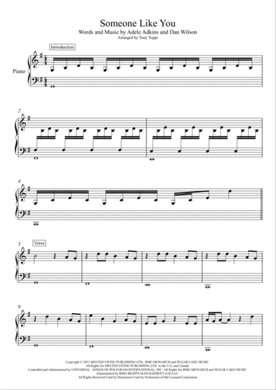 Someone Like You Easy Piano scores gallery preview page 1