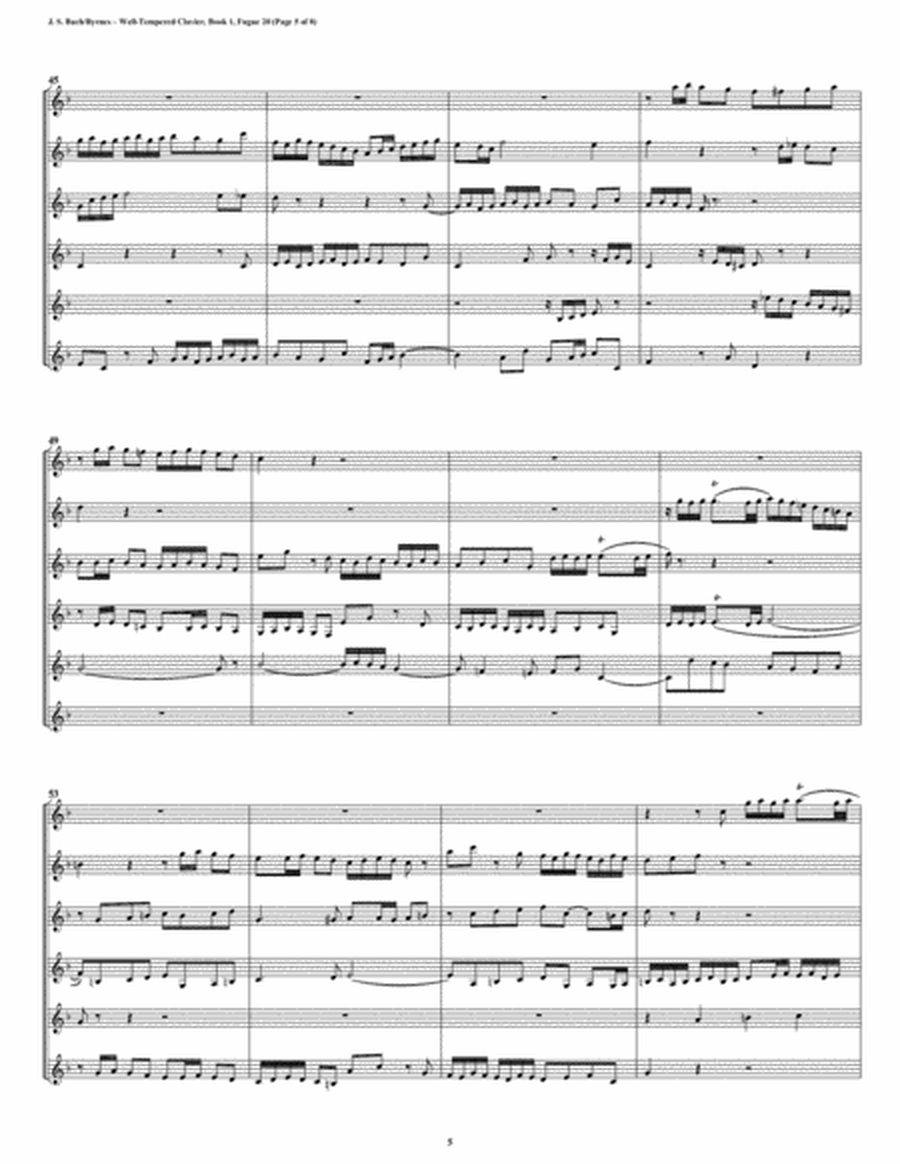 Fugue 20 from Well-Tempered Clavier, Book 1 (Clarinet Sextet) image number null
