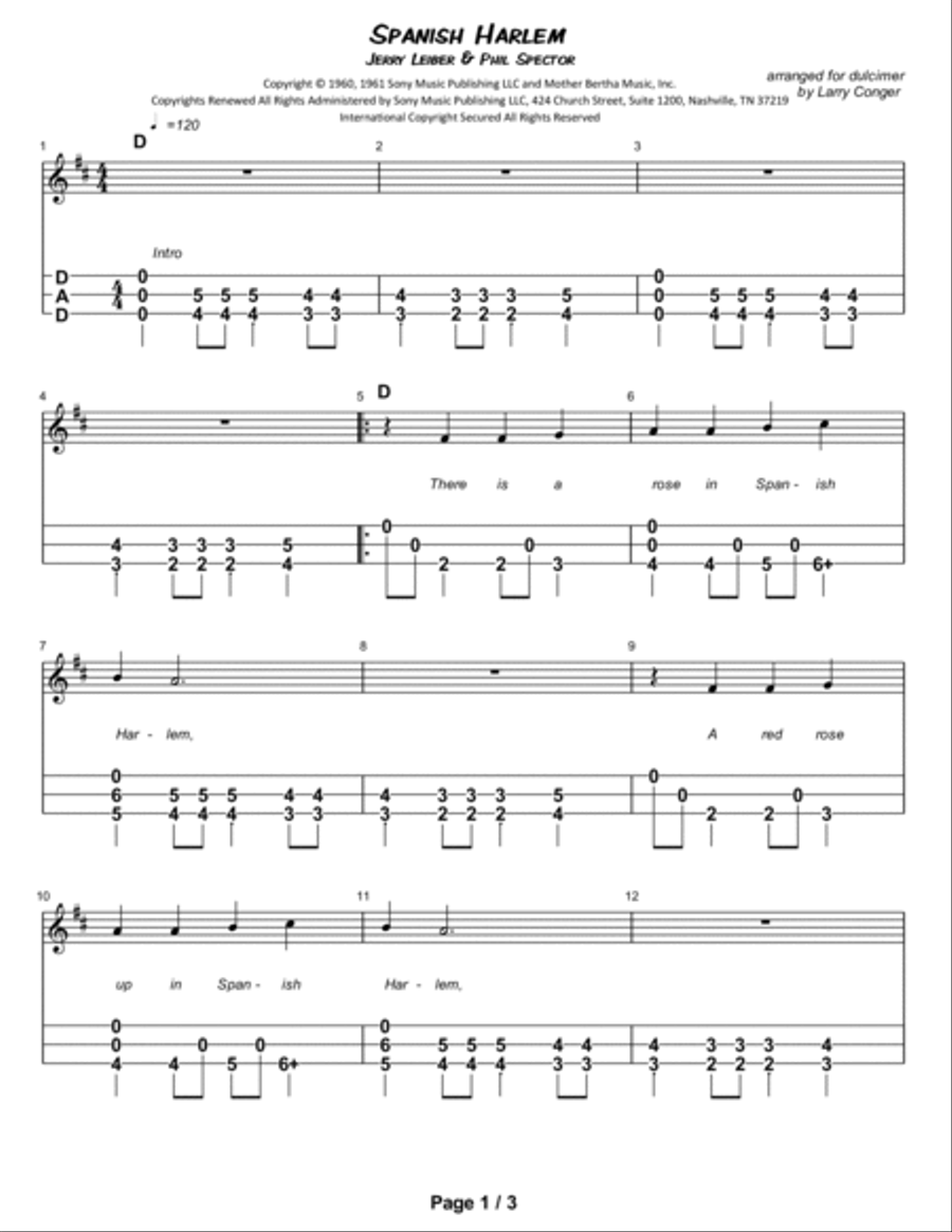 Spanish Harlem Dulcimer scores gallery preview page 2