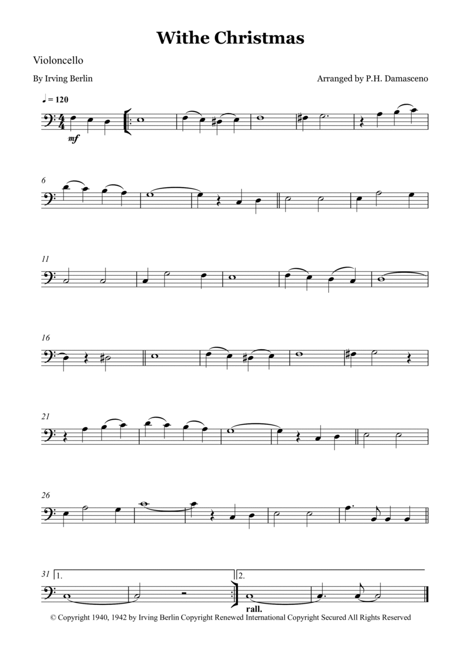White Christmas Cello Solo scores gallery preview page 1