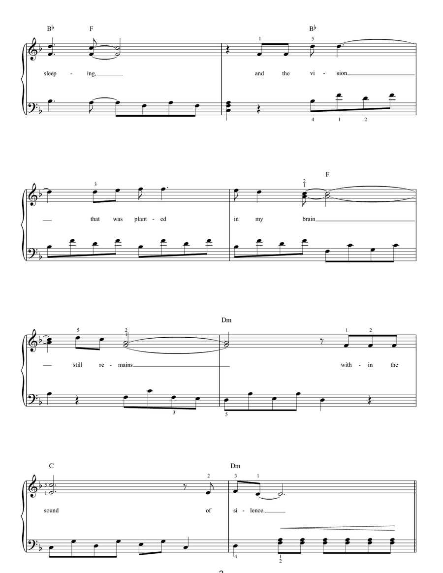 The Sound Of Silence Easy Piano scores gallery preview page 2