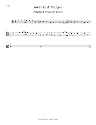 Away In A Manger (Easy key of C) Viola