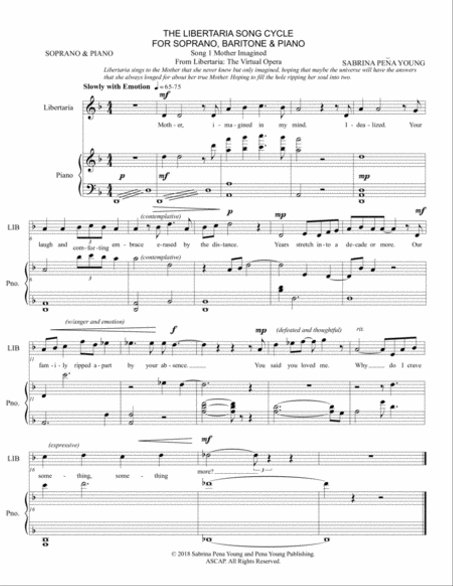 Libertaria Song Cycle for Soprano, Baritone, and Piano 3-Part scores gallery preview page 2