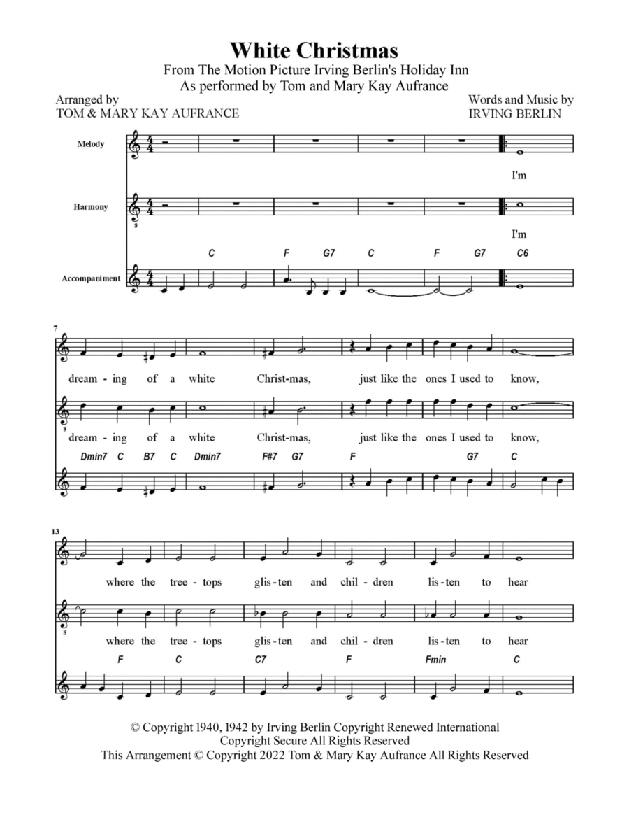 White Christmas Tenor Voice scores gallery preview page 1