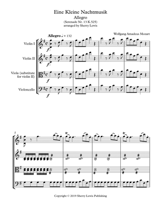 EINE KLEINE NACHTMUSIK - ALLEGRO - String Trio, Intermediate level for two violins and cello or viol