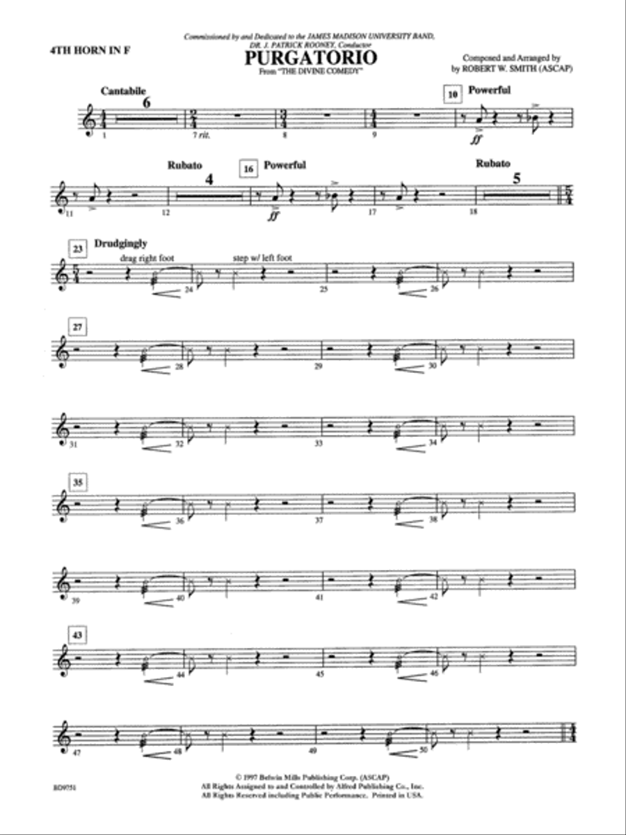 Purgatorio (from The Divine Comedy): 4th F Horn Concert Band scores gallery preview page 1