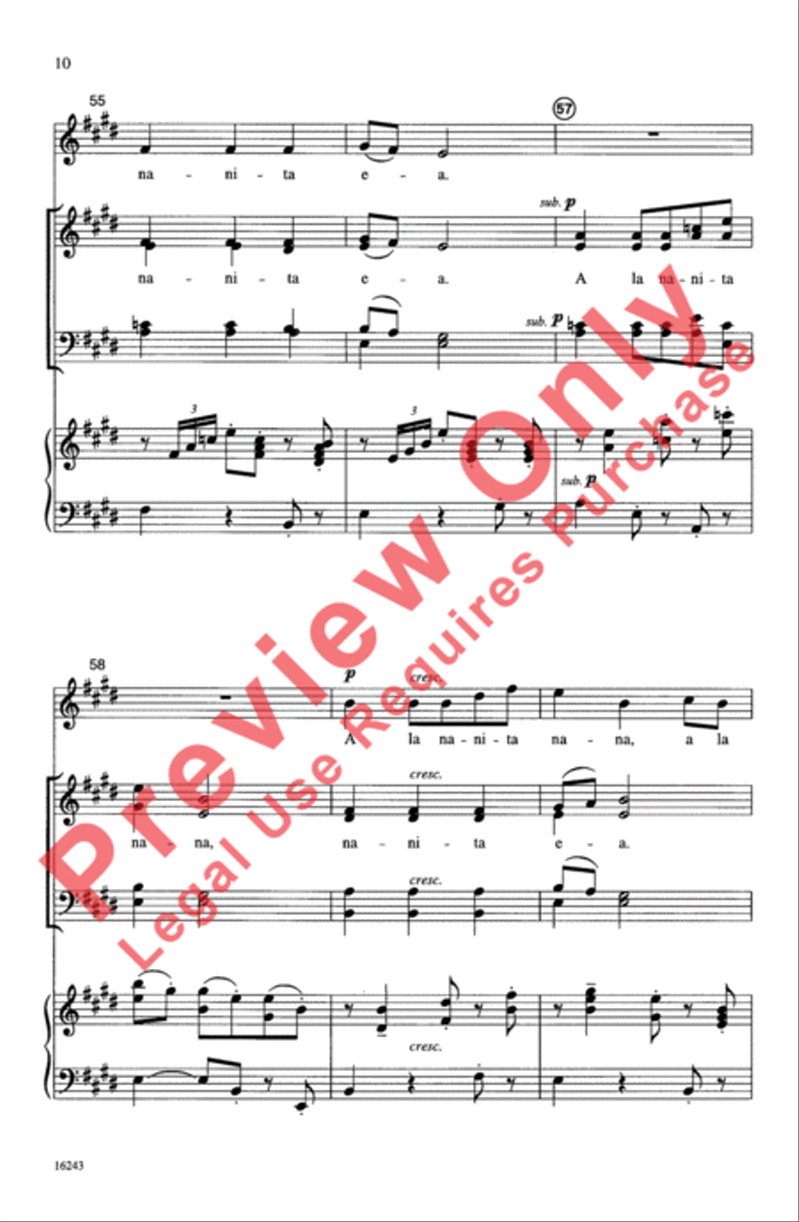A La Nanita Nana A La Nanita Nana 4-Part scores gallery preview page 10