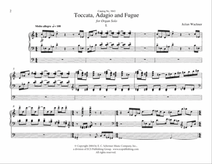 Toccata, Adagio and Fugue Organ scores gallery preview page 1