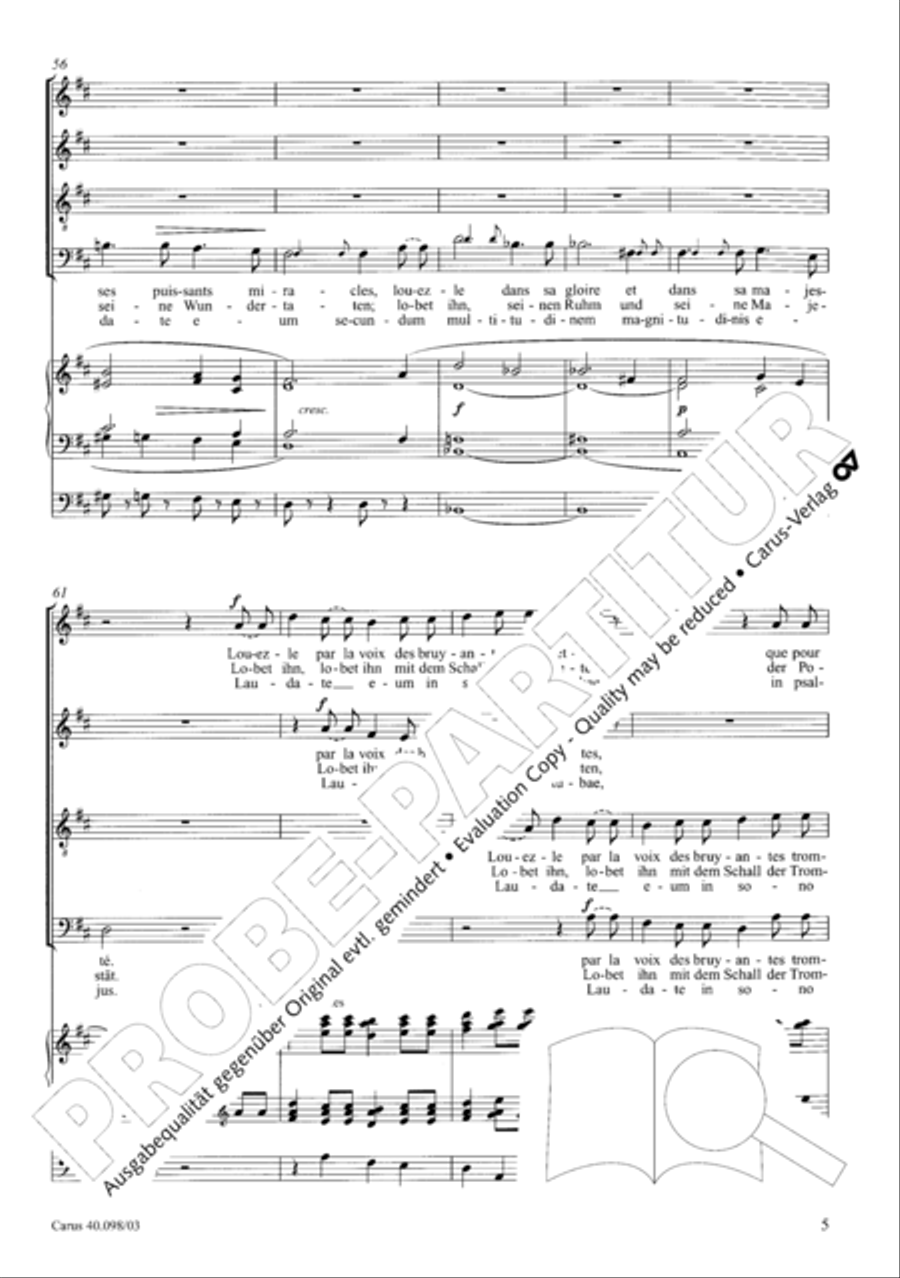Psalm 150 (Der 150. Psalm) 4-Part scores gallery preview page 6