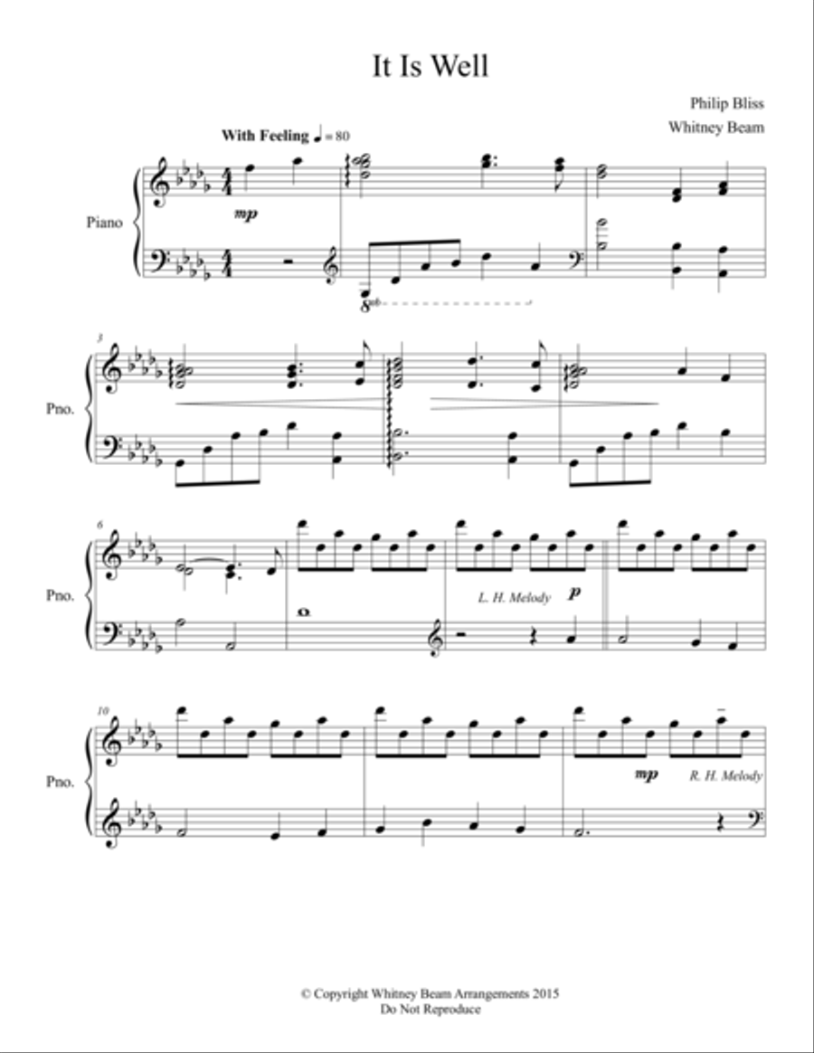 It Is Well Piano Solo scores gallery preview page 1