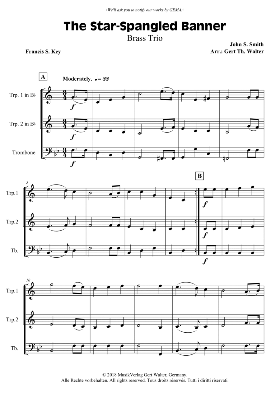 The Star-Spangled Banner Trombone scores gallery preview page 1