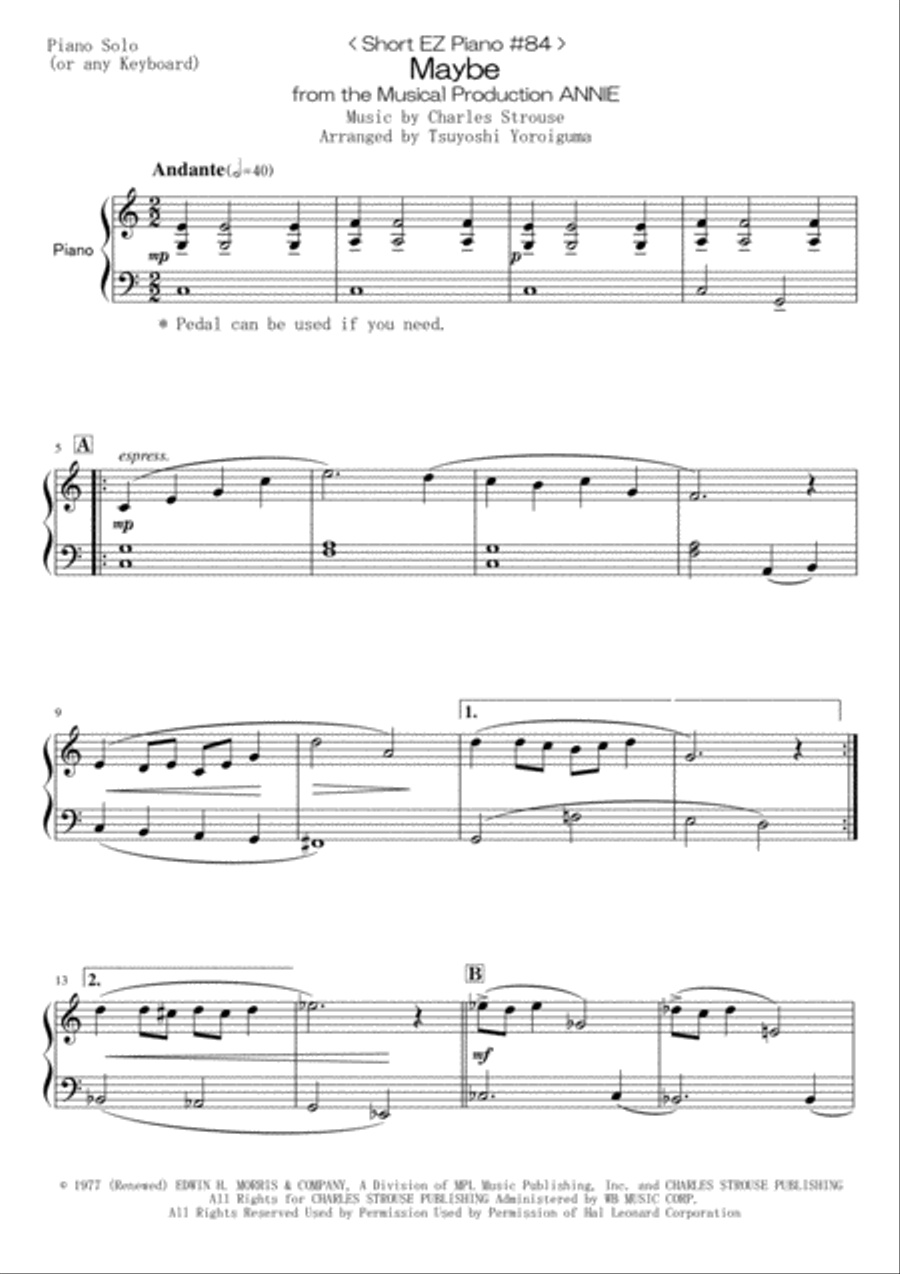 Maybe Maybe Easy Piano scores gallery preview page 1