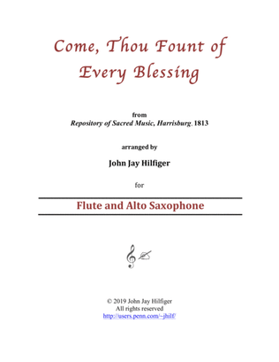 Book cover for Come, Thou Fount of Every Blessing for Flute and Alto Saxophone
