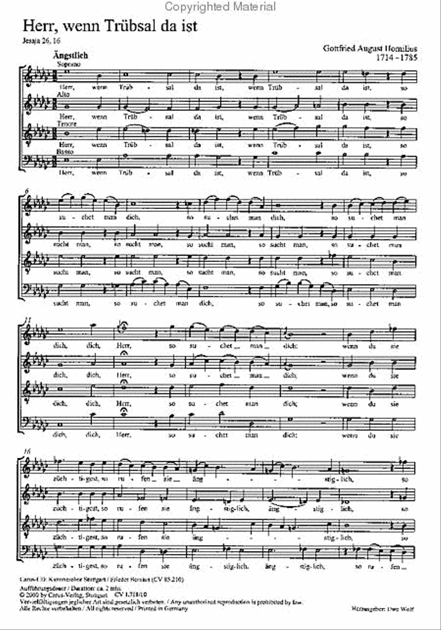 Herr, wenn Trubsal da ist 4-Part scores gallery preview page 2