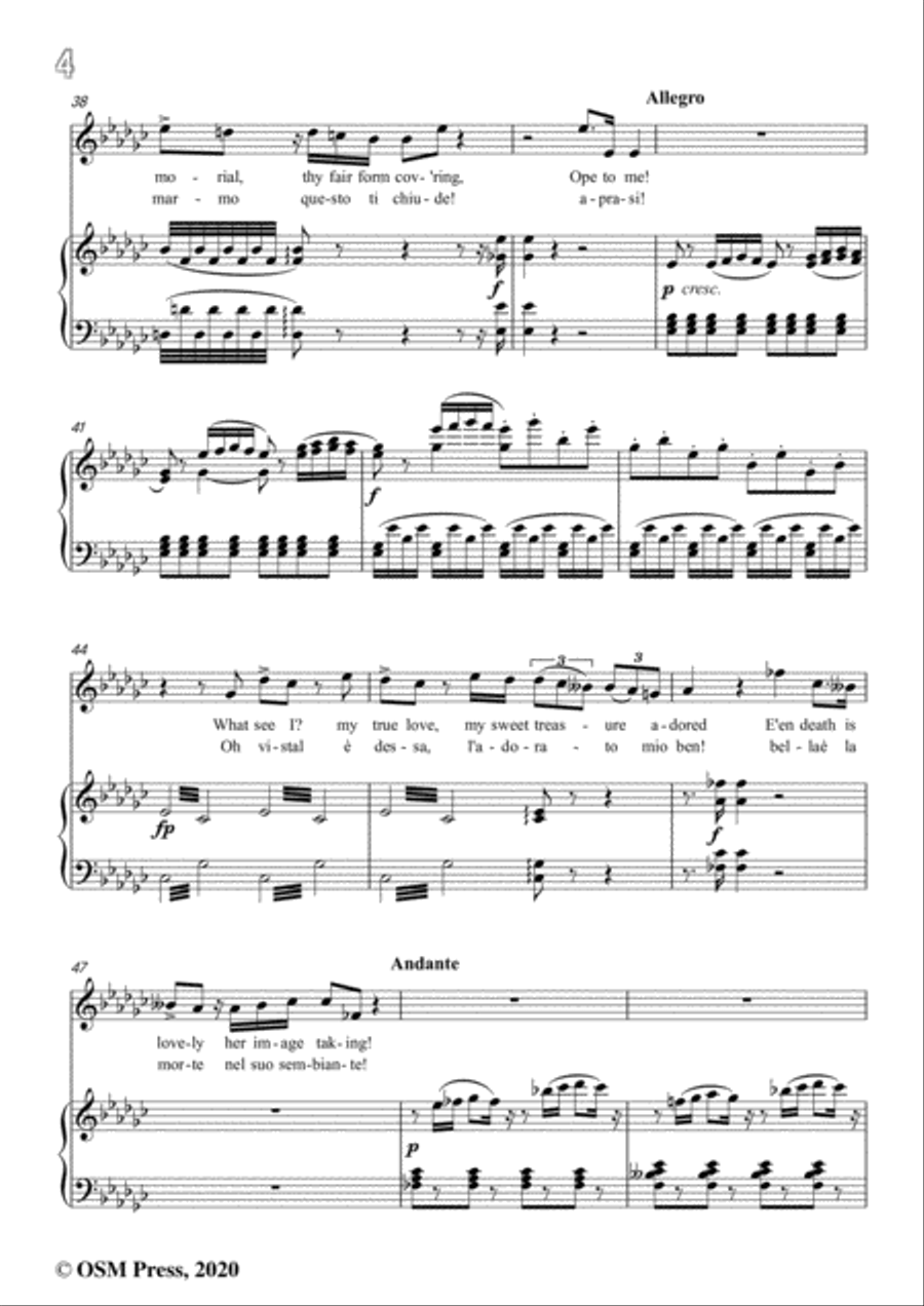 Vaccai-Ah! Se tu dormi,svegliati,in G flat Major,for Voice and Piano Voice Solo scores gallery preview page 6