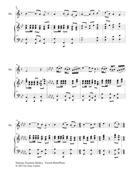 PATRIOTIC FREEDOM MEDLEY (Duet – French Horn and Piano/Score and Parts) image number null