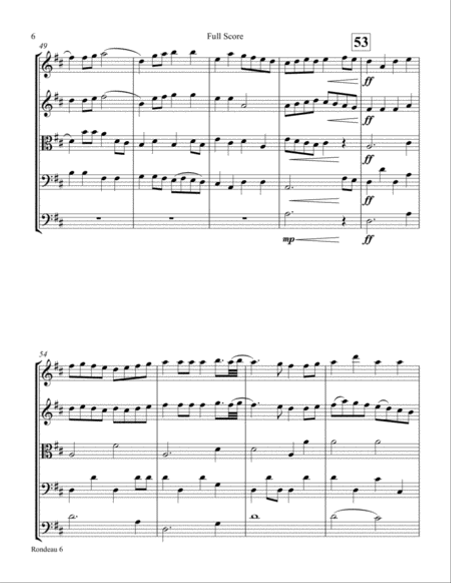 Rondeau- string quartet with optional bass String Quartet scores gallery preview page 6