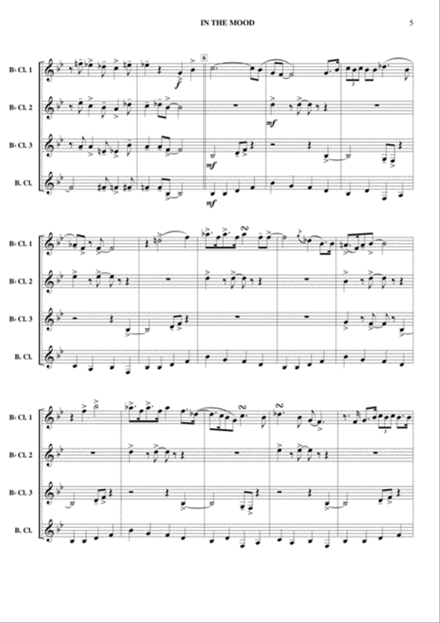 In The Mood Clarinet Quartet scores gallery preview page 6