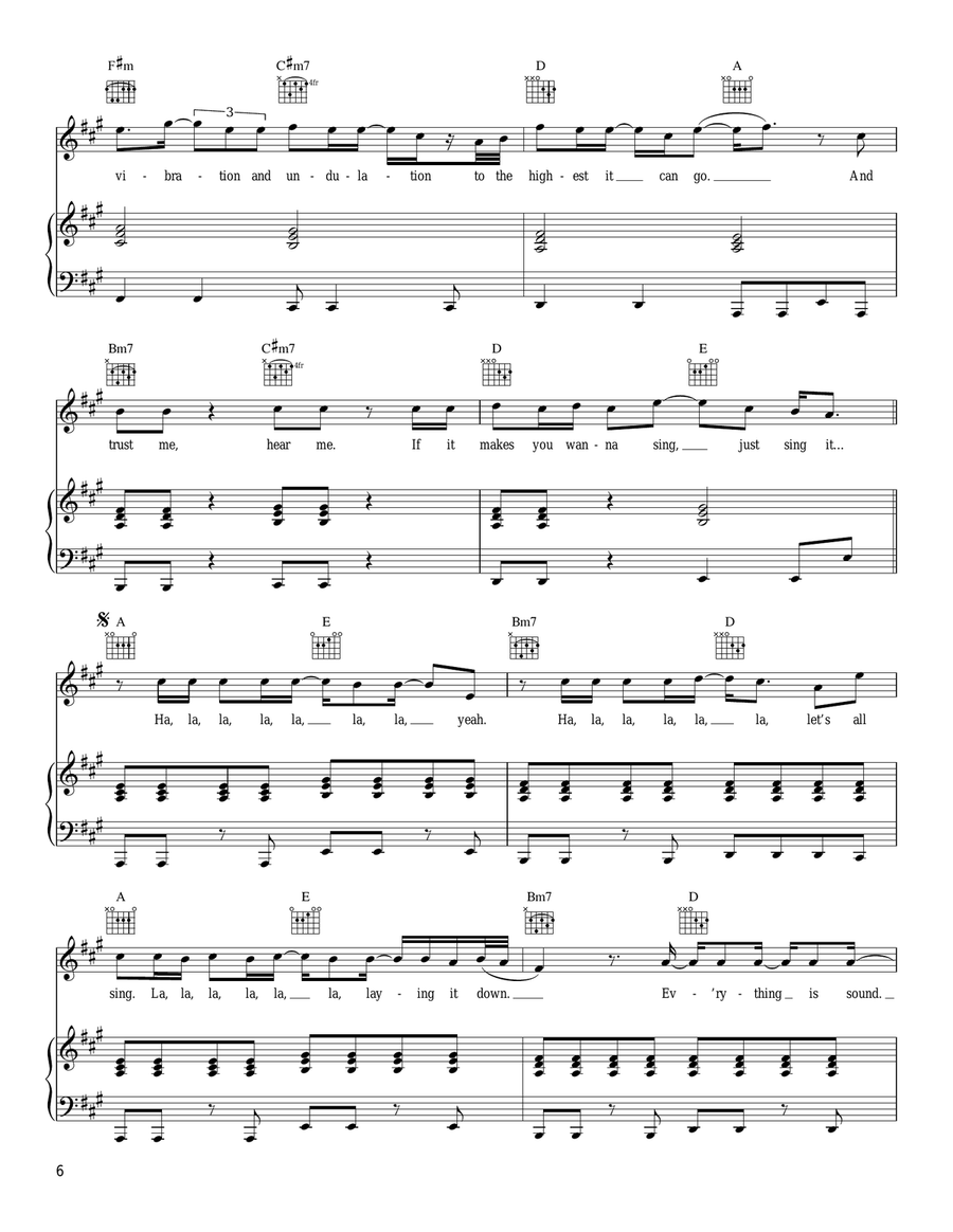 Everything Is Sound (La La La) Piano, Vocal, Guitar scores gallery preview page 6