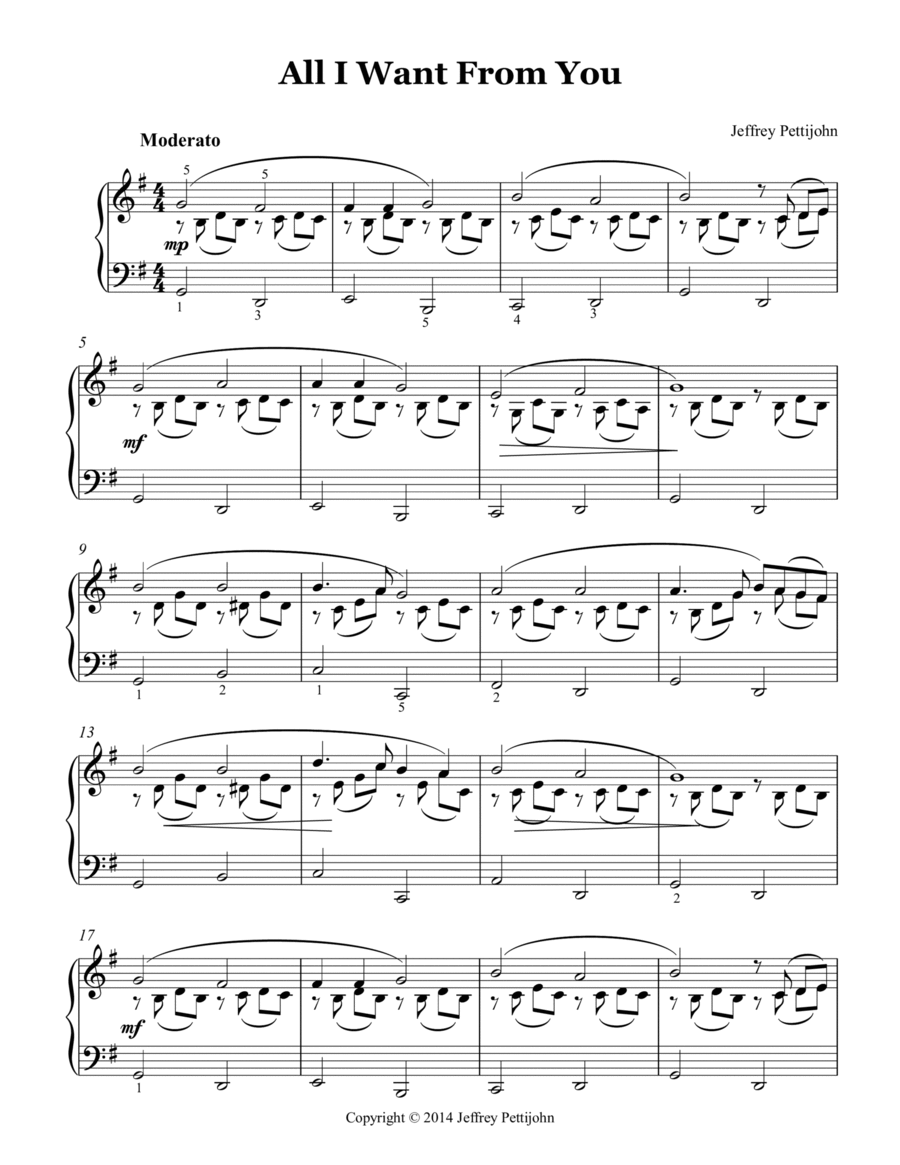 All I Want From You Piano Solo scores gallery preview page 1