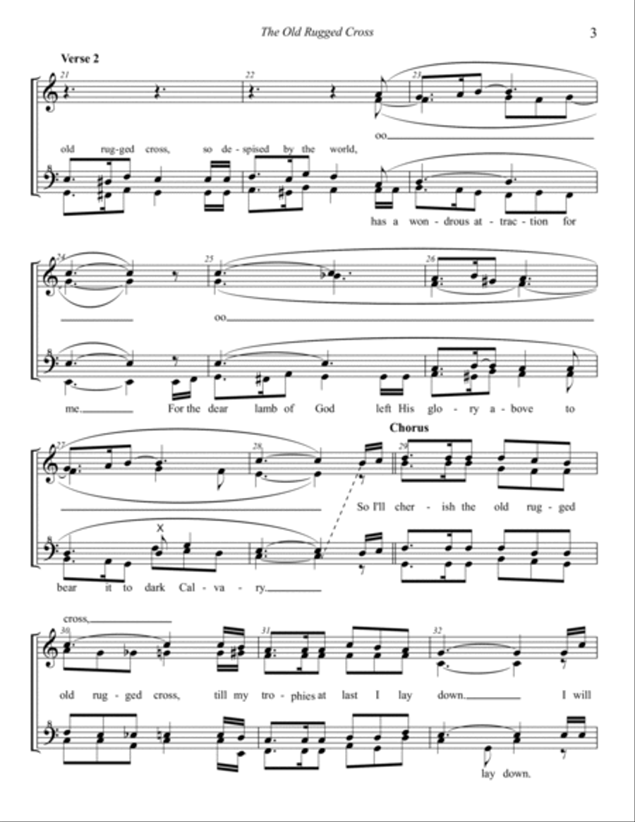 Old Rugged Cross (Chorus) SSAA scores gallery preview page 3