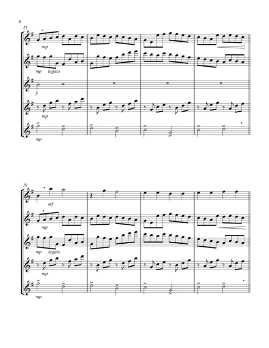 Canon (Pachelbel) (Bb) (Alto Saxophone Quintet) Saxophone Quintet scores gallery preview page 4