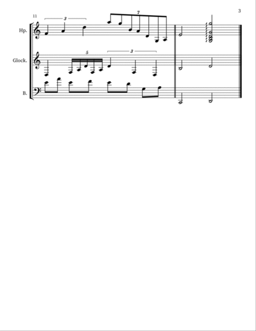 Z 222 for Harp, Glockenspiel & Upright Bass Double Bass scores gallery preview page 3