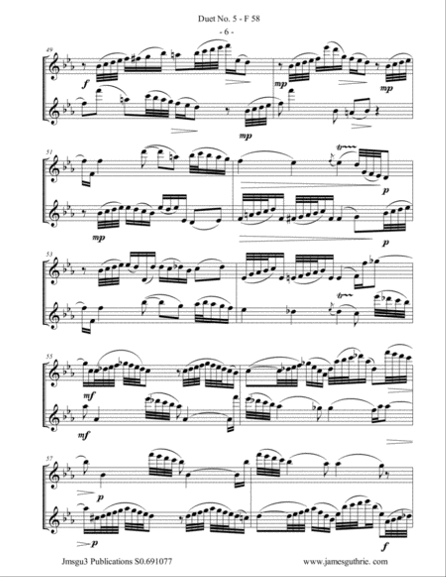 WF Bach: Duet No. 5 for Flute Duo Flute Duet scores gallery preview page 6