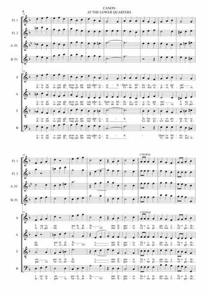 CANON AT THE LOWER QUARTERS - For SATB Choir and Flute (or Recorder Choir) image number null
