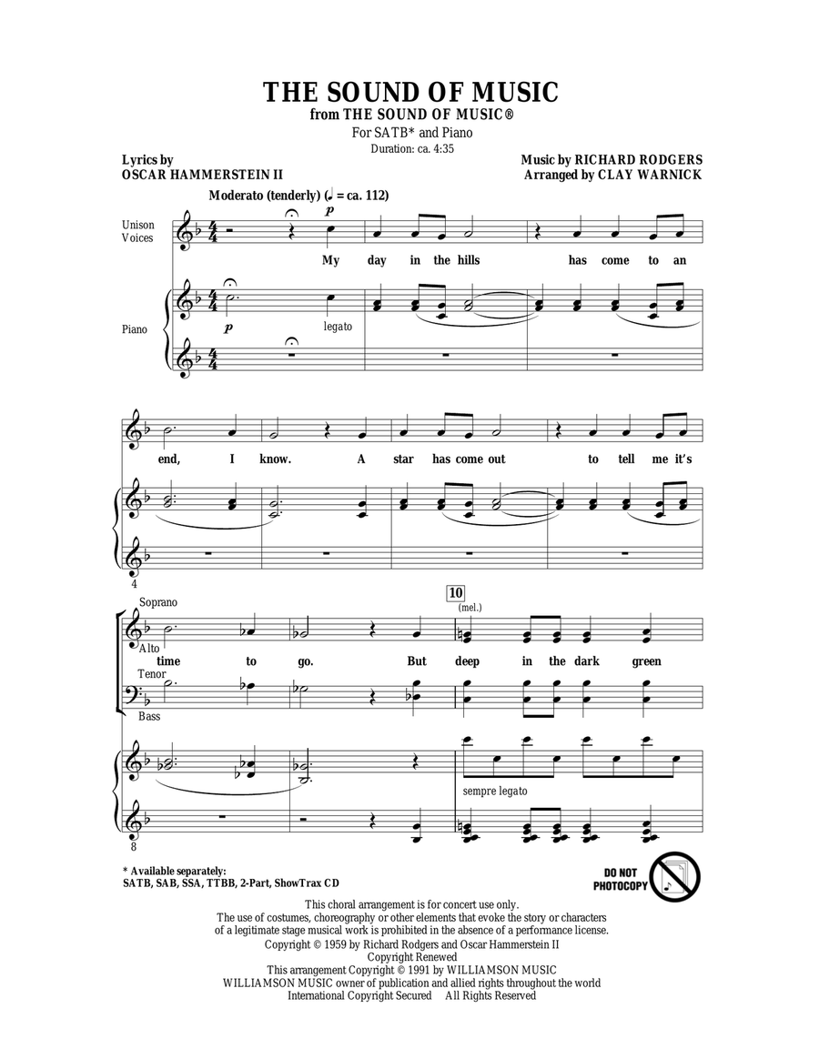 The Sound Of Music (arr. Clay Warnick) 4-Part scores gallery preview page 1