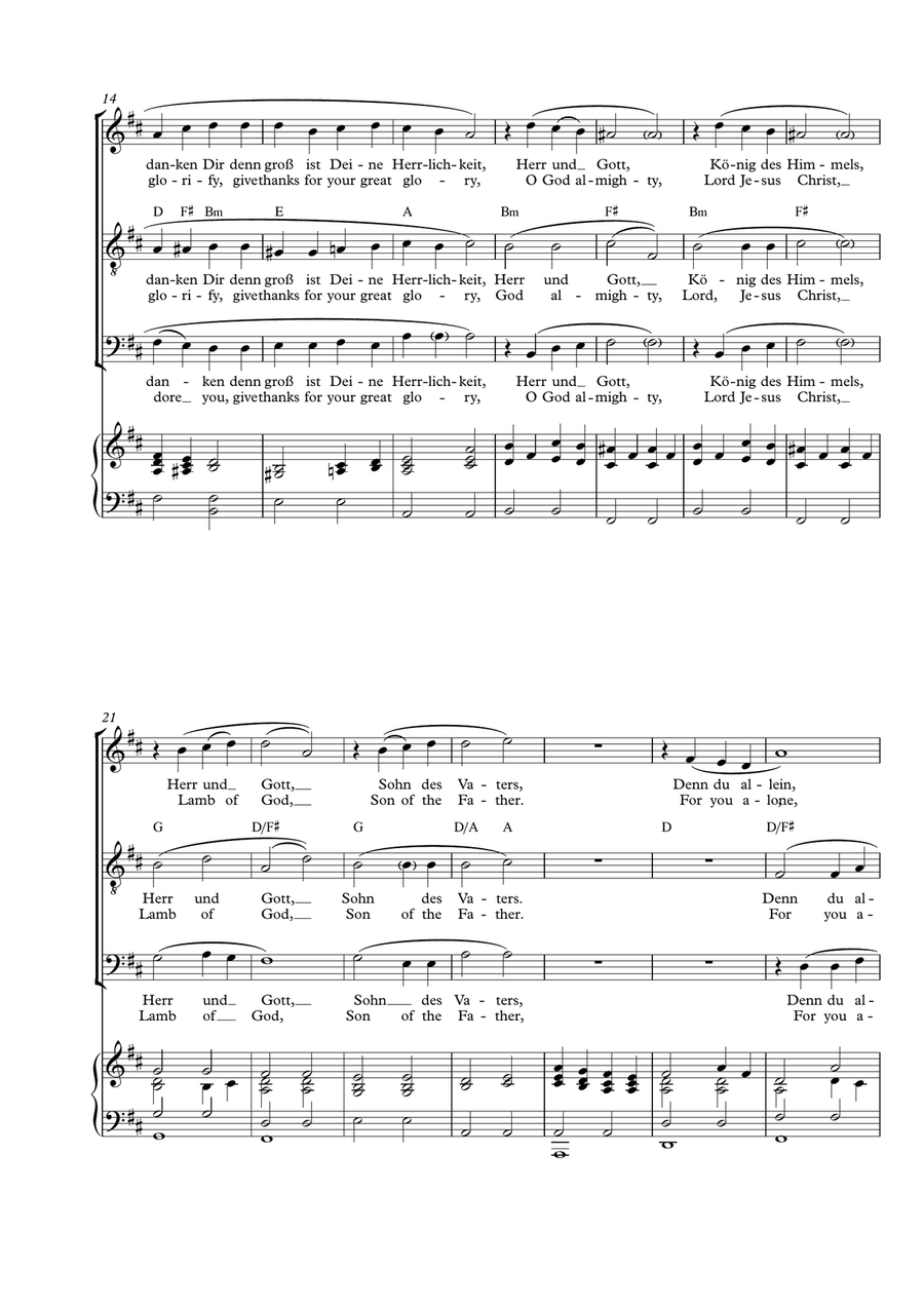 Gloria 2014 (in English and German) for 3 voices STB and optional piano/guitar by Simon Peberdy STB scores gallery preview page 2