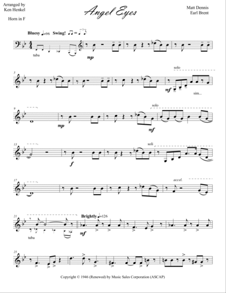 Angel Eyes Brass Quintet scores gallery preview page 3