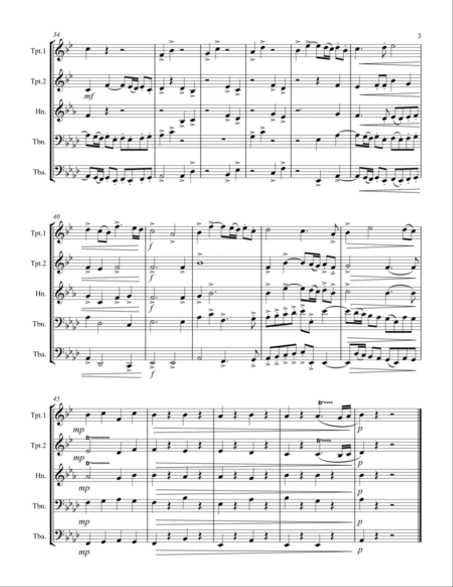 Handel – Glory to God in the Highest from Messiah (for Brass Quintet) Brass Quintet scores gallery preview page 4
