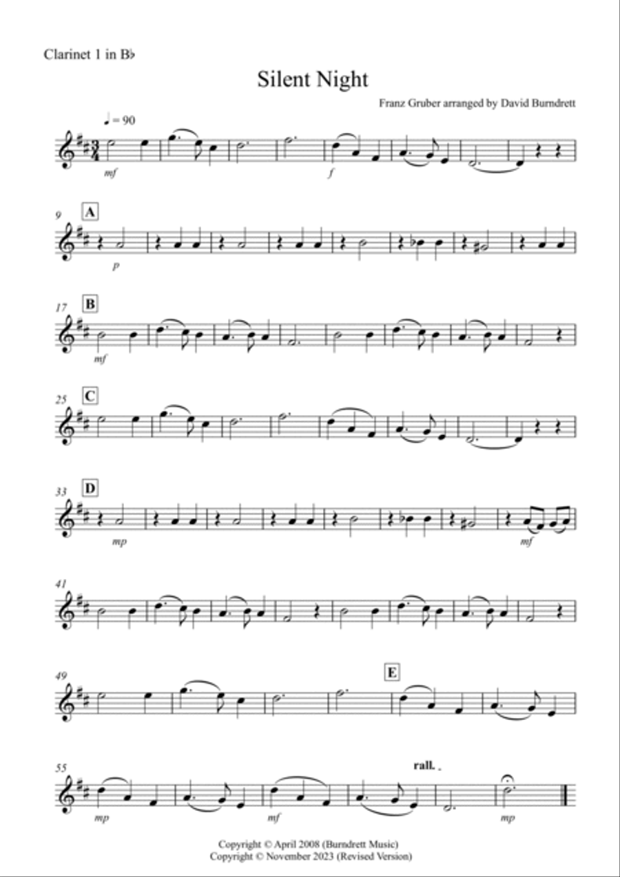 Silent Night for Clarinet Quartet Clarinet Quartet scores gallery preview page 3