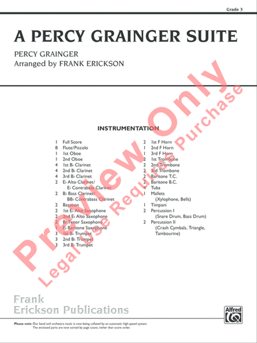 A Percy Grainger Suite Concert Band scores gallery preview page 2
