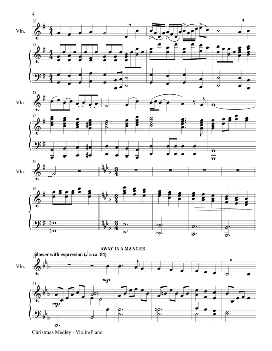CHRISTMAS JOY MEDLEY (Sing-A-Long with Violin and Piano) Small Ensemble scores gallery preview page 4
