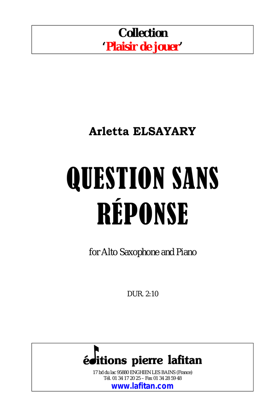 QUESTION SANS RÉPONSE Woodwind Duet scores gallery preview page 1