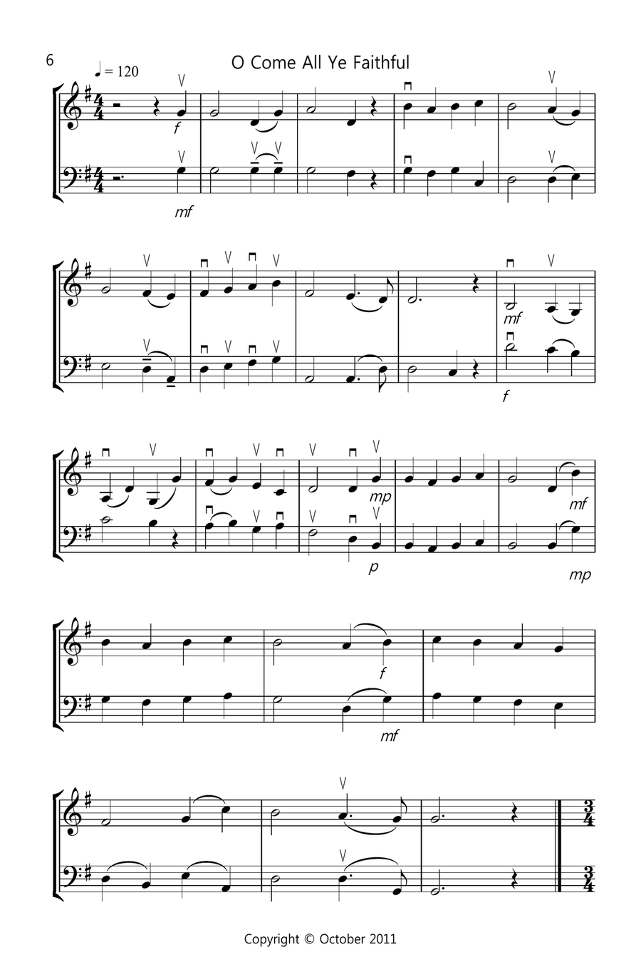8 Christmas Duets for Violin And Double Bass String Duet scores gallery preview page 6