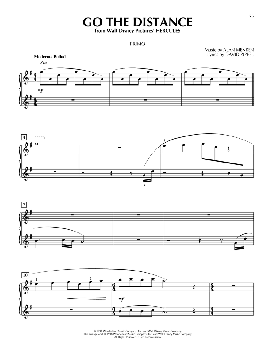 Go The Distance (from Hercules) 1 Piano, 4-Hands scores gallery preview page 2