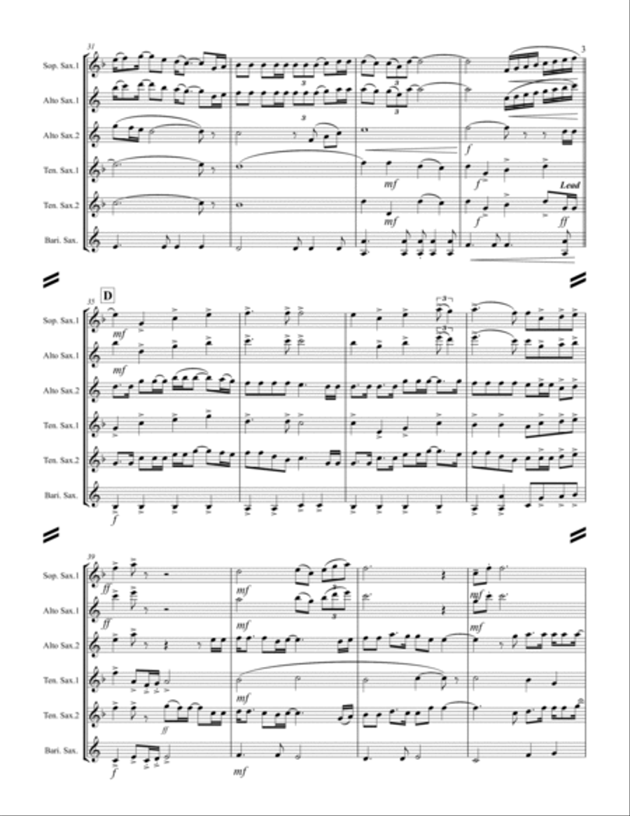 God Bless The U.s.a. Saxophone Quintet scores gallery preview page 4