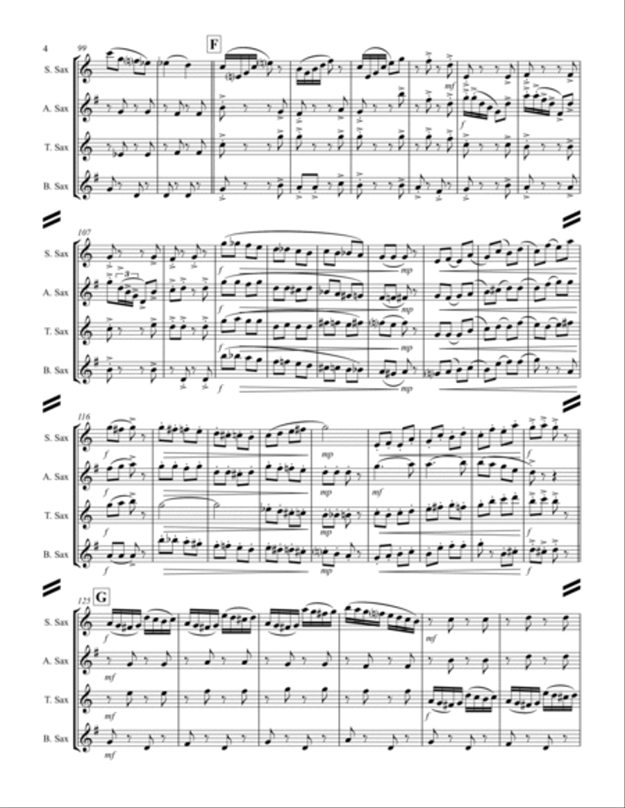 Strauss II - Perpetual Motion (for Saxophone Quartet SATB) Saxophone Quartet scores gallery preview page 5