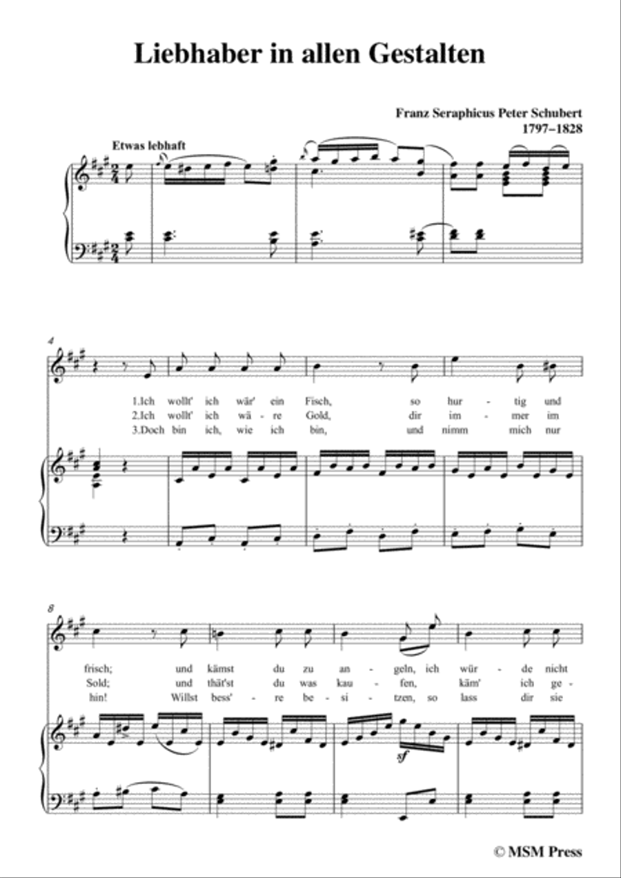 Schubert-Liebhaber in allen Gestalten,in A Major,for Voice&Piano Voice scores gallery preview page 3