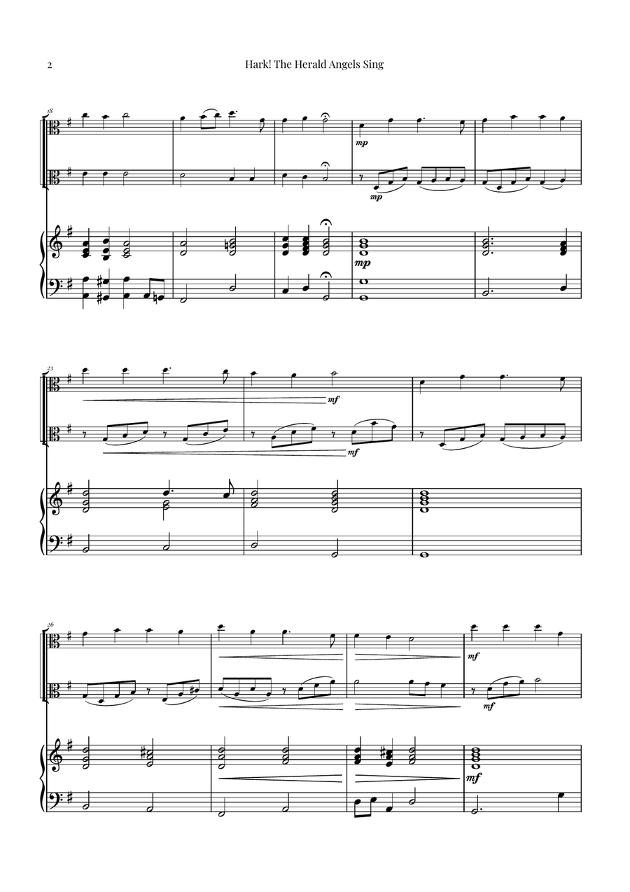 Hark! The Herald Angels Sing - Christmas Carol Duet String Duet scores gallery preview page 2